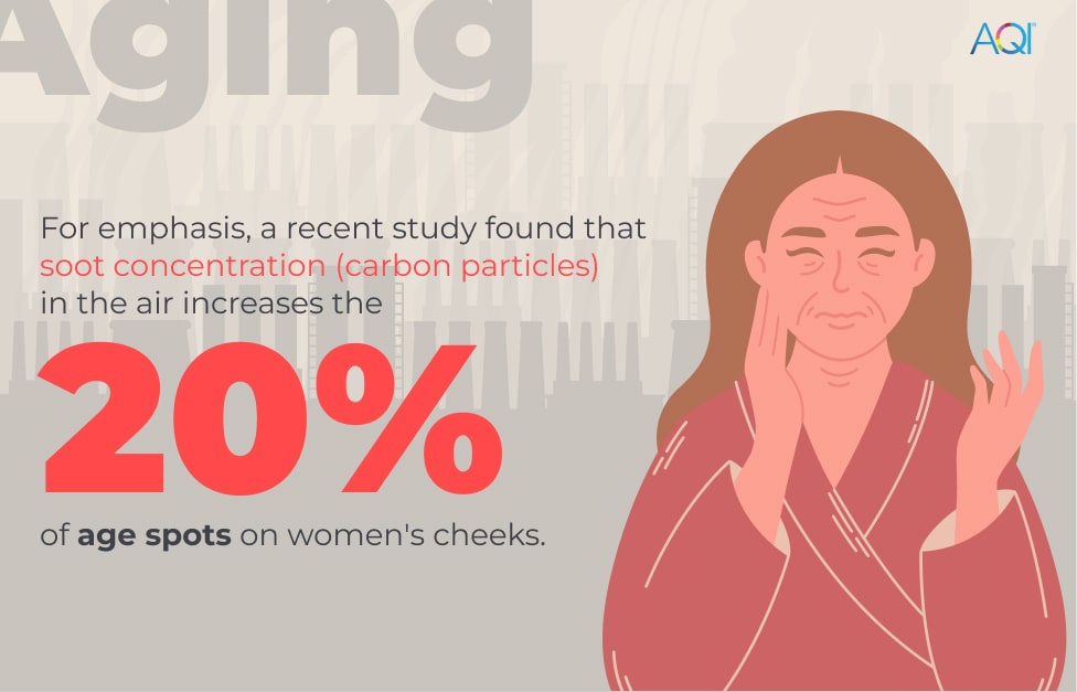 La pollution de l'air affecte la santé de la peau et augmente également les conditions de vieillissement prématuré.